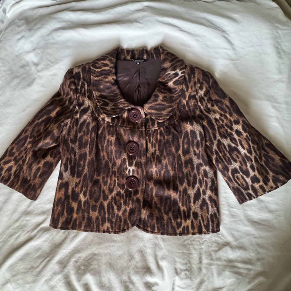 Leopard large button down lined jacket